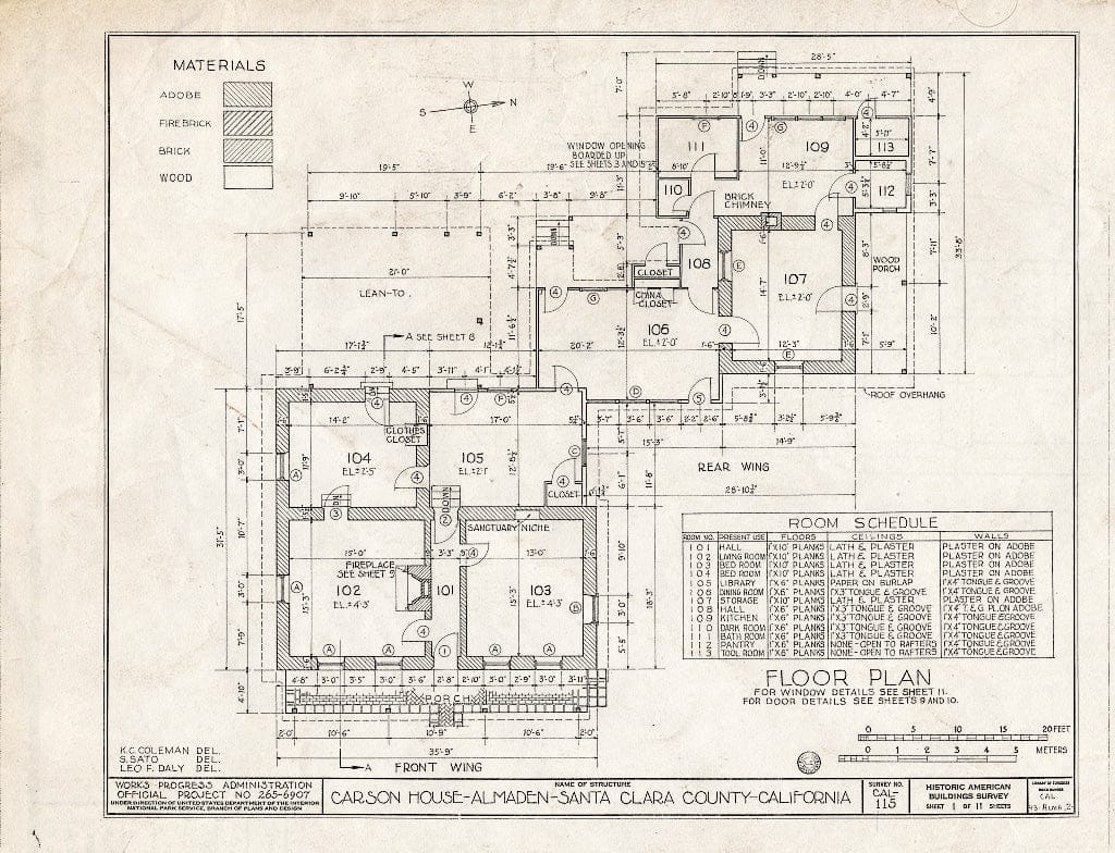 Blueprint HABS Cal,43-ALMA,2- (Sheet 1 of 11) - Carson House, 21570 Almaden Road, New Almaden, Santa Clara County, CA