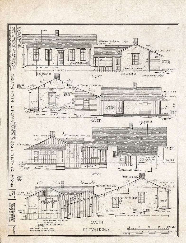 Blueprint HABS Cal,43-ALMA,2- (Sheet 3 of 11) - Carson House, 21570 Almaden Road, New Almaden, Santa Clara County, CA