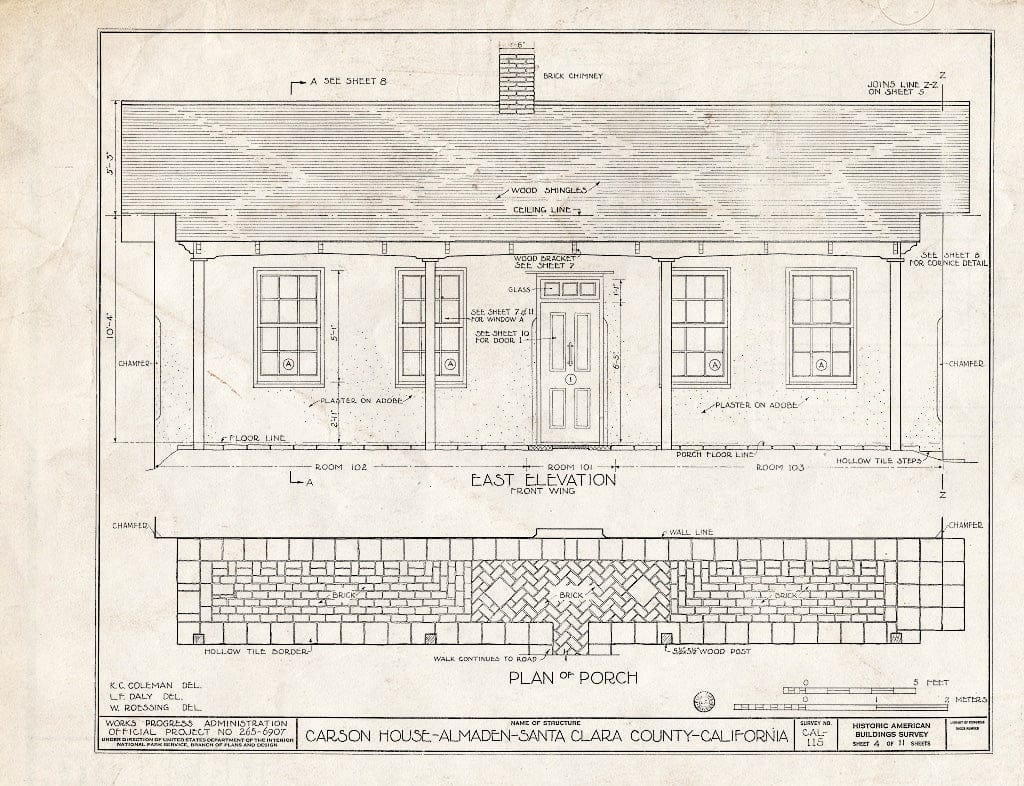 Blueprint HABS Cal,43-ALMA,2- (Sheet 4 of 11) - Carson House, 21570 Almaden Road, New Almaden, Santa Clara County, CA