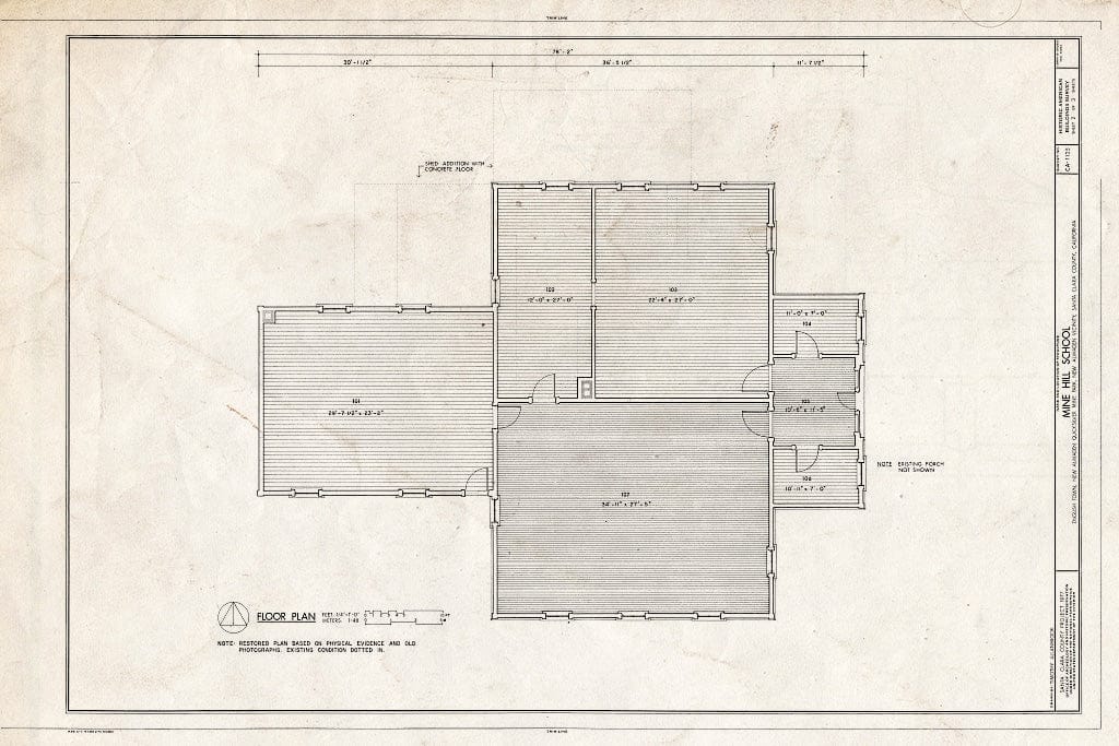 Blueprint HABS Cal,43-ALMA,5- (Sheet 2 of 3) - Mine Hill School, New Almaden Quicksilver Mine County Park, New Almaden, Santa Clara County, CA