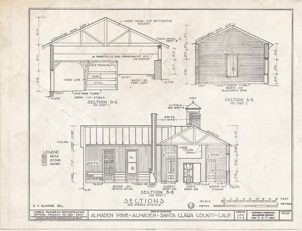 Blueprint HABS Cal,43-ALMA,1- (Sheet 4 of 16) - New Almaden Quicksilver Mine, New Almaden Quicksilver Mine County Park, New Almaden, Santa Clara County, CA