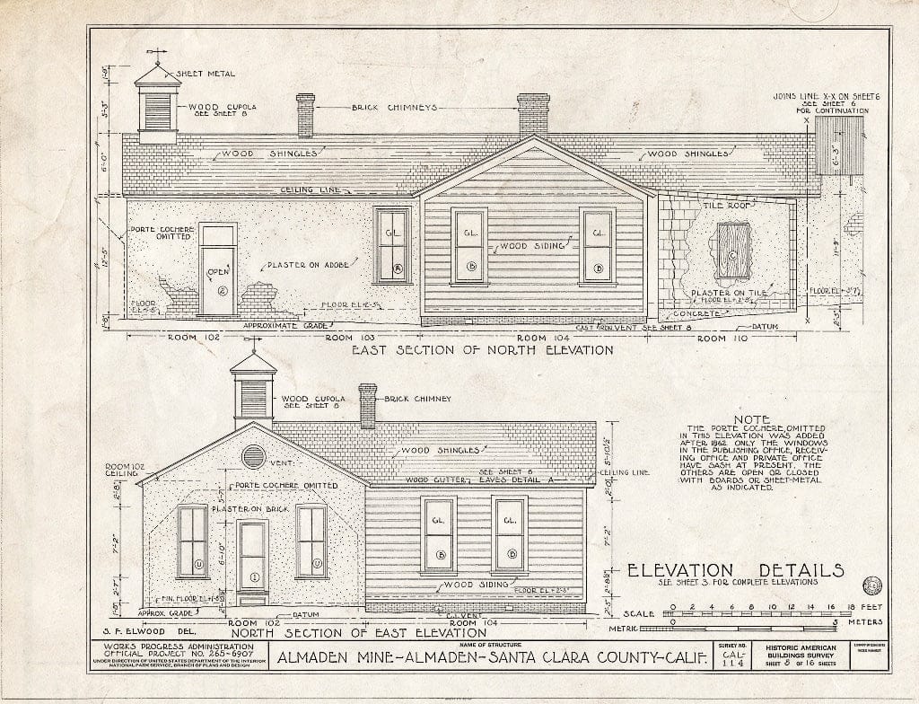 Blueprint HABS Cal,43-ALMA,1- (Sheet 5 of 16) - New Almaden Quicksilver Mine, New Almaden Quicksilver Mine County Park, New Almaden, Santa Clara County, CA