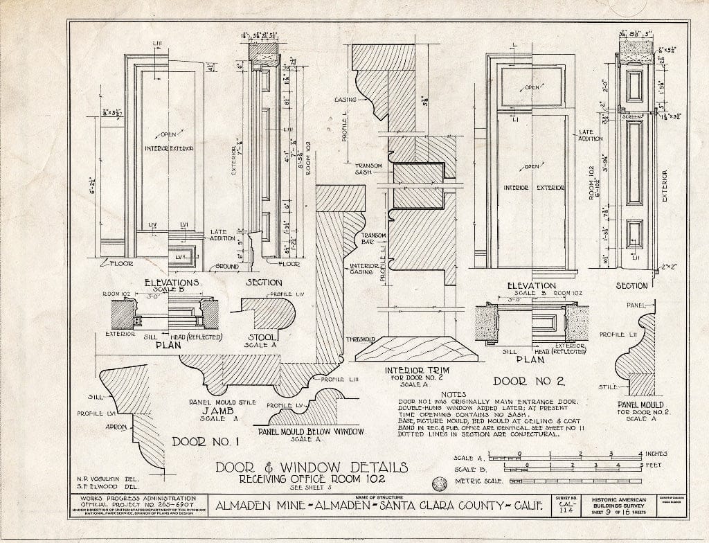 Blueprint HABS Cal,43-ALMA,1- (Sheet 9 of 16) - New Almaden Quicksilver Mine, New Almaden Quicksilver Mine County Park, New Almaden, Santa Clara County, CA