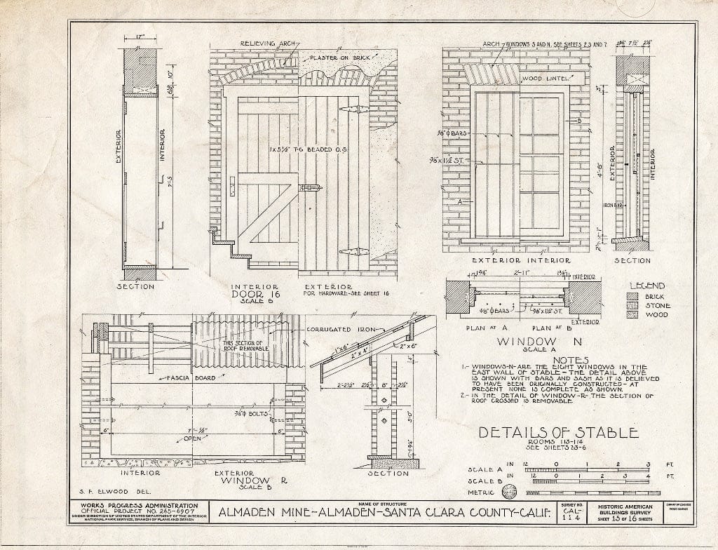 Blueprint HABS Cal,43-ALMA,1- (Sheet 15 of 16) - New Almaden Quicksilver Mine, New Almaden Quicksilver Mine County Park, New Almaden, Santa Clara County, CA