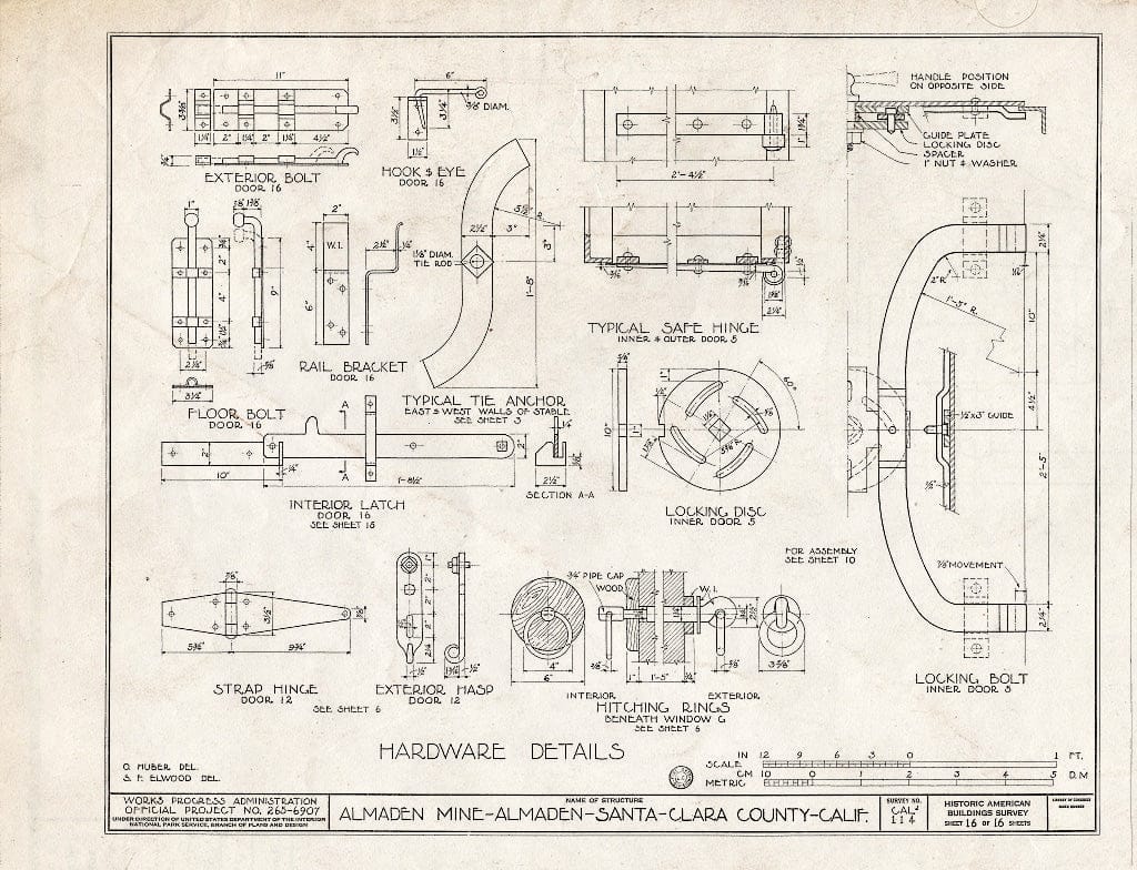 Blueprint HABS Cal,43-ALMA,1- (Sheet 16 of 16) - New Almaden Quicksilver Mine, New Almaden Quicksilver Mine County Park, New Almaden, Santa Clara County, CA