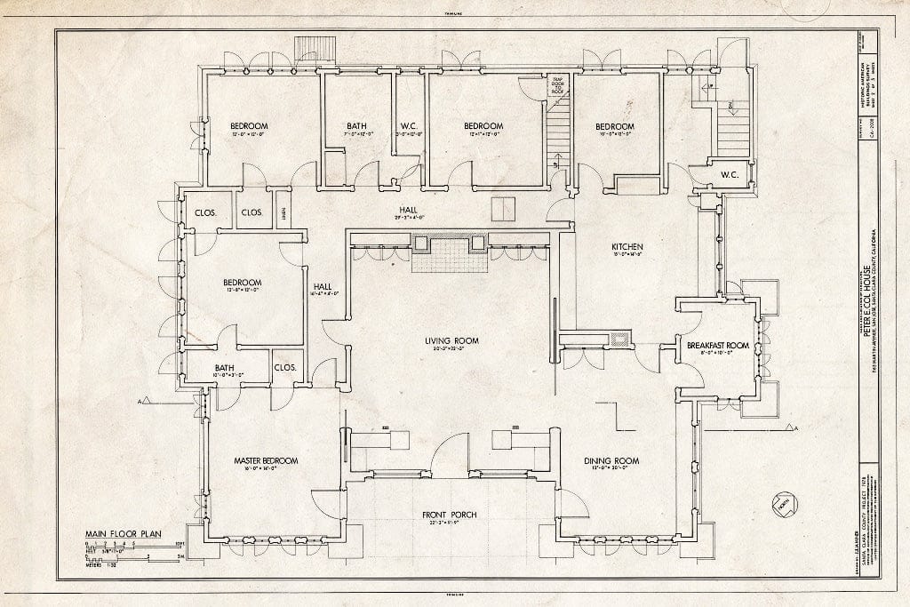 Blueprint HABS Cal,43-SANJOS,2- (Sheet 2 of 5) - Peter E. Col House, 1163 Martin Avenue, San Jose, Santa Clara County, CA