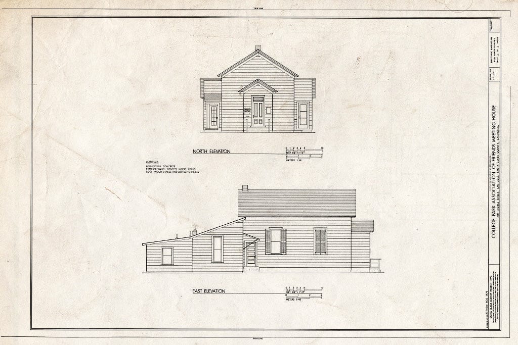 Blueprint HABS Cal,43-SANJOS,3- (Sheet 2 of 2) - College Park Association of Friends' Meeting House, 1041 Morse Street, San Jose, Santa Clara County, CA