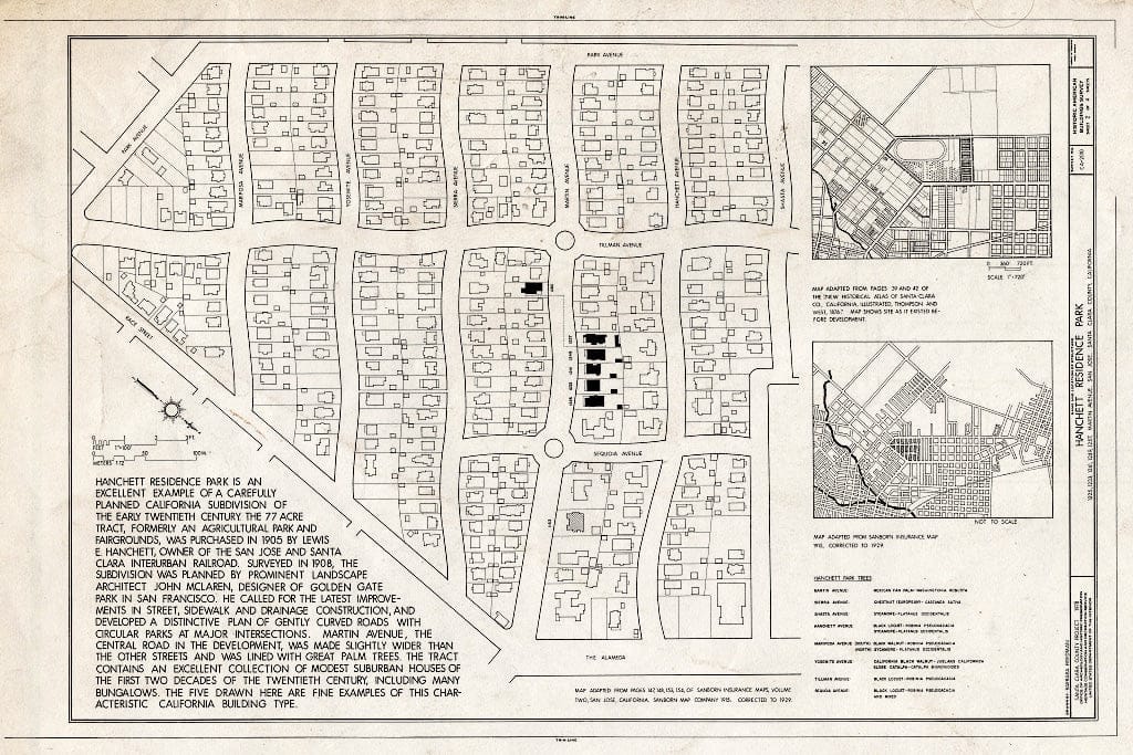 Blueprint HABS Cal,43-SANJOS,8- (Sheet 2 of 4) - Hanchett Residence Park, 1225-1257 Martin Avenue, San Jose, Santa Clara County, CA