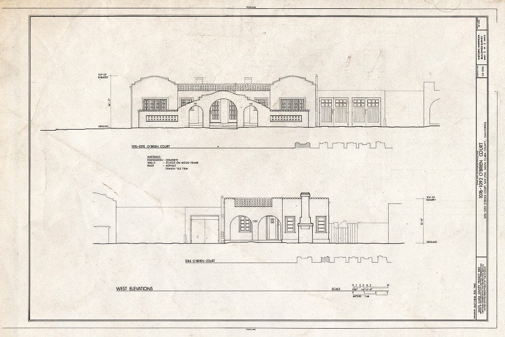 Blueprint HABS Cal,43-SANJOS,12- (Sheet 2 of 3) - O'Brien Court, 1076-1092 O'Brien Court, San Jose, Santa Clara County, CA