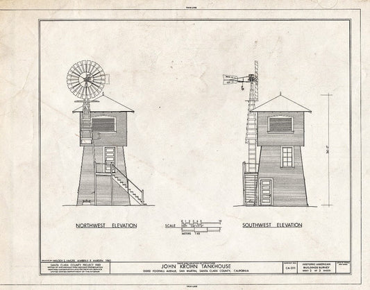 Blueprint HABS Cal,43-SANMA,1- (Sheet 3 of 3) - John Krohn Tank House, 13000 Foothill Avenue, San Martin, Santa Clara County, CA
