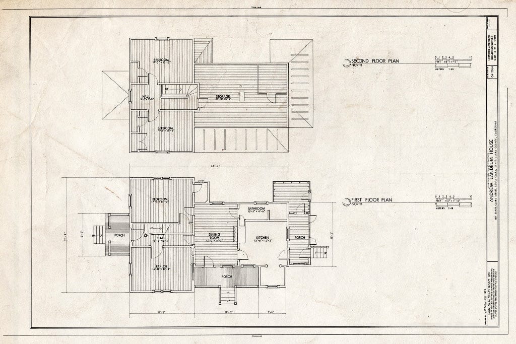 Blueprint HABS Cal,43-SANCLA,1- (Sheet 2 of 3) - Andrew Landrum House, 1217 Santa Clara Street, Santa Clara, Santa Clara County, CA