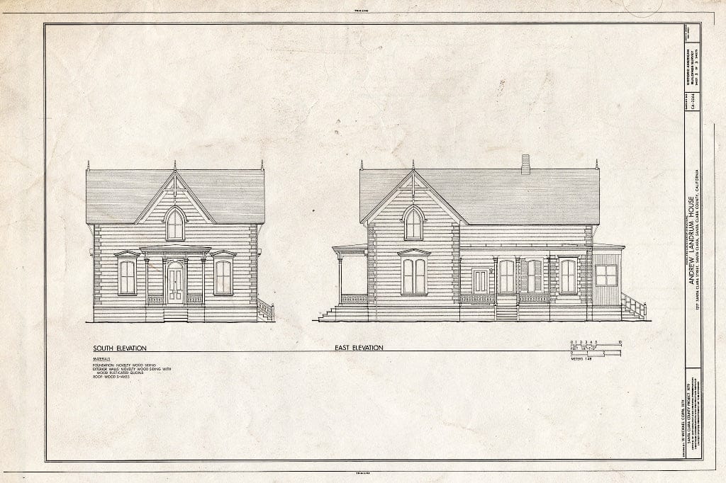 Blueprint HABS Cal,43-SANCLA,1- (Sheet 3 of 3) - Andrew Landrum House, 1217 Santa Clara Street, Santa Clara, Santa Clara County, CA