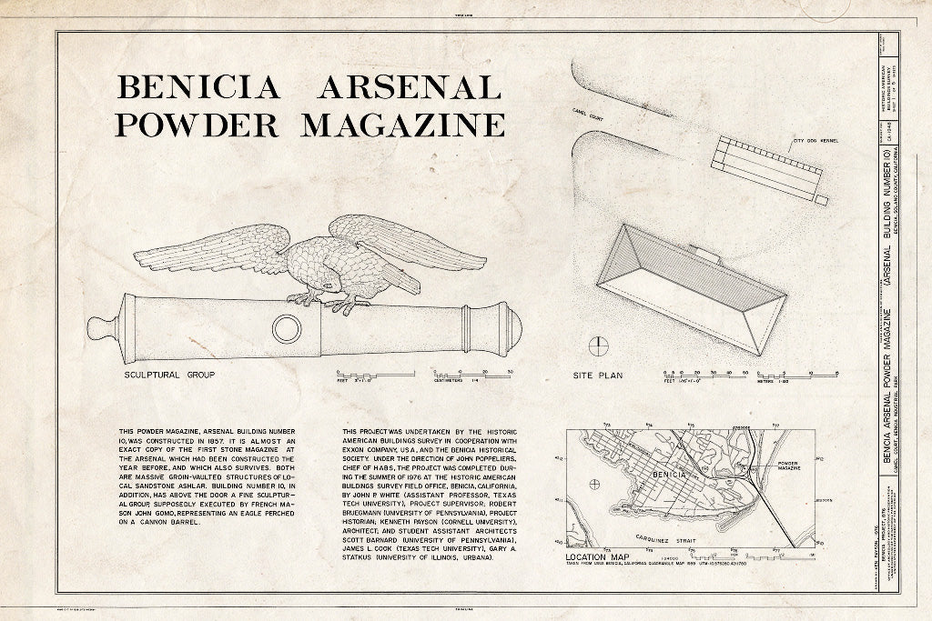 Blueprint HABS Cal,48-Beni,4N- (Sheet 1 of 5) - Benicia Arsenal, Powder Magazine No. 2, Benicia, Solano County, CA