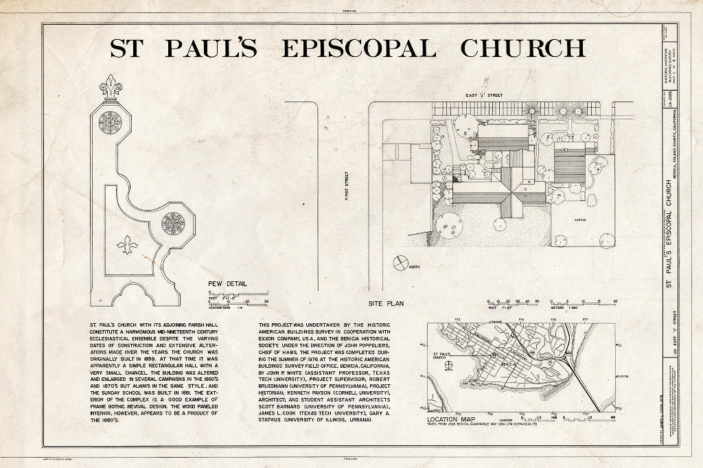 Blueprint HABS Cal,48-Beni,15A- (Sheet 1 of 6) - St. Paul's Episcopal Church, 120 East J Street, Benicia, Solano County, CA