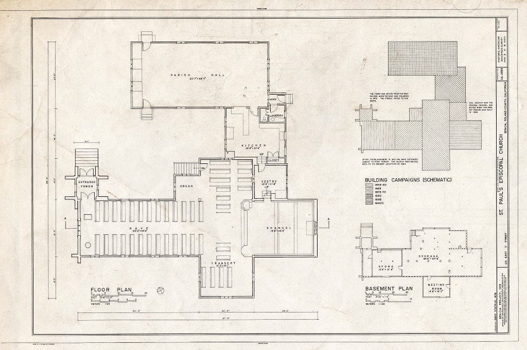 Blueprint HABS Cal,48-Beni,15A- (Sheet 2 of 6) - St. Paul's Episcopal Church, 120 East J Street, Benicia, Solano County, CA
