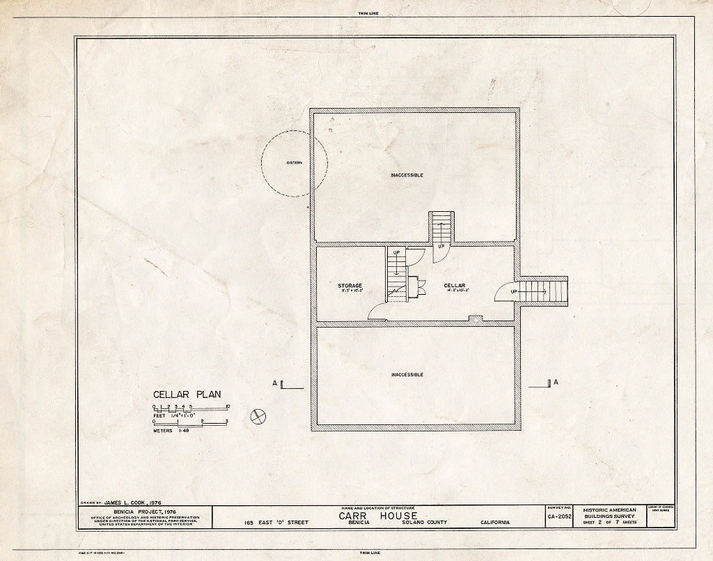 Blueprint HABS Cal,48-Beni,6- (Sheet 2 of 7) - Carr House, 165 East D Street, Benicia, Solano County, CA