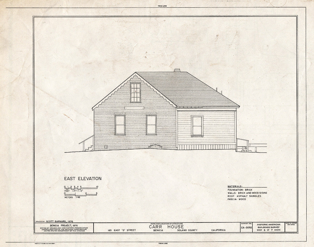Blueprint HABS Cal,48-Beni,6- (Sheet 6 of 7) - Carr House, 165 East D Street, Benicia, Solano County, CA