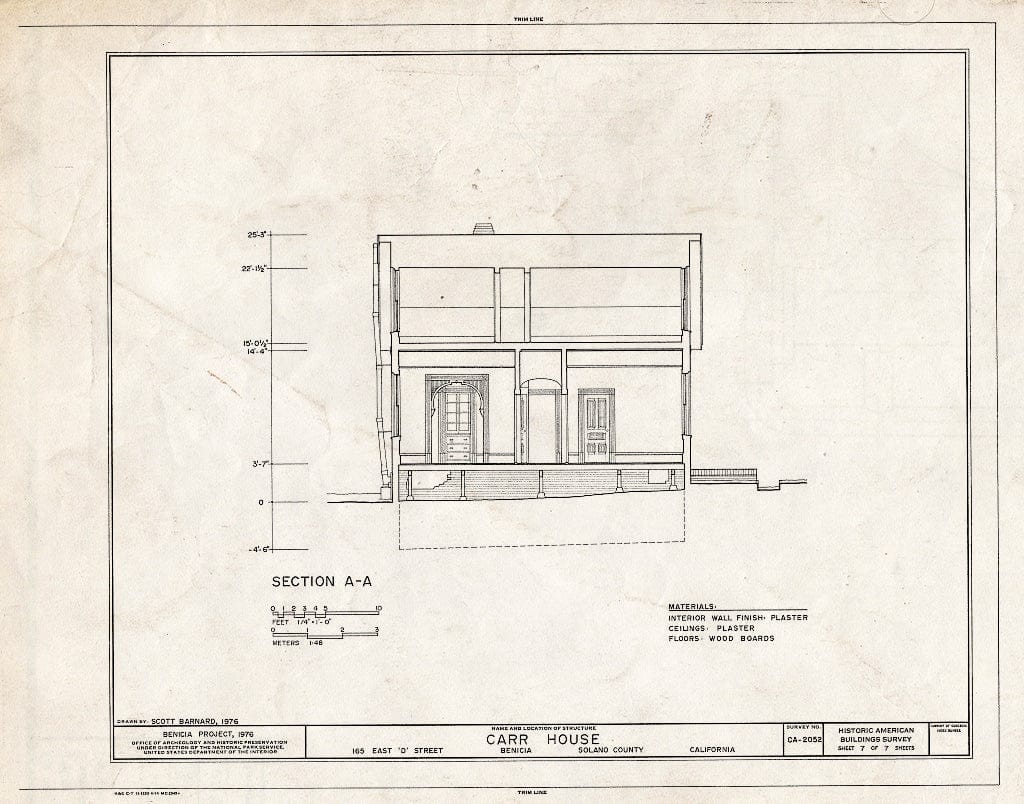 Blueprint HABS Cal,48-Beni,6- (Sheet 7 of 7) - Carr House, 165 East D Street, Benicia, Solano County, CA
