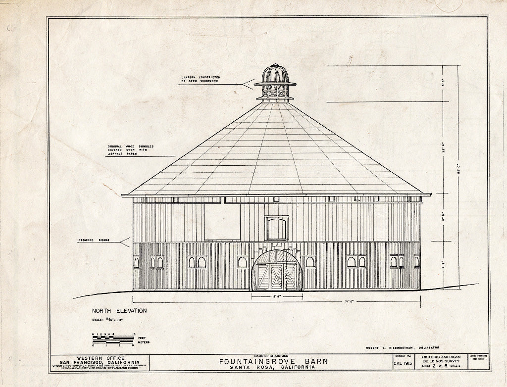 Blueprint HABS Cal,49-SANRO,2- (Sheet 2 of 5) - Fountain Grove, Barn, Mendocino Avenue & US Highway 101, Santa Rosa, Sonoma County, CA