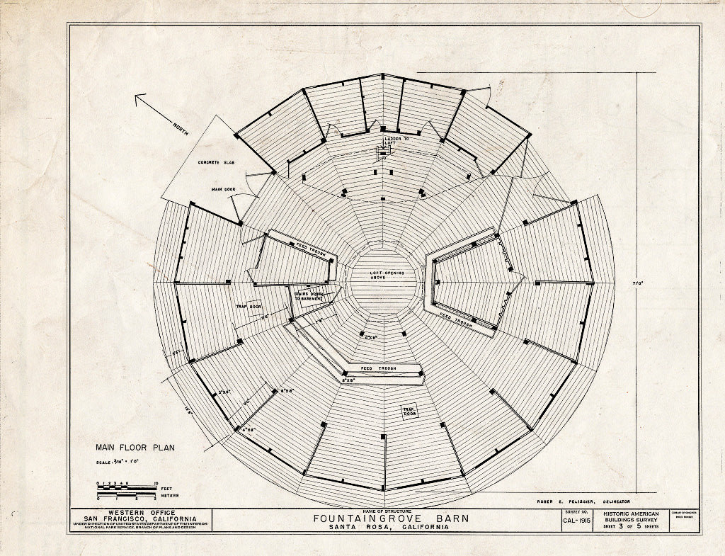 Blueprint HABS Cal,49-SANRO,2- (Sheet 3 of 5) - Fountain Grove, Barn, Mendocino Avenue & US Highway 101, Santa Rosa, Sonoma County, CA