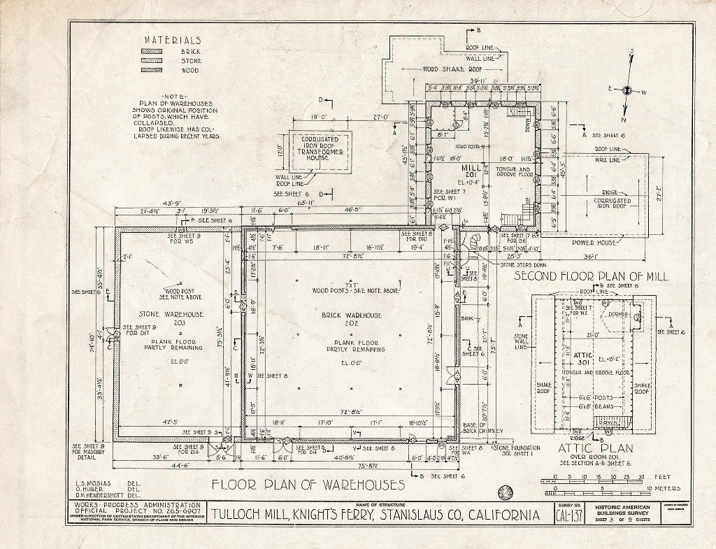 Blueprint HABS Cal,50-KNITF,2- (Sheet 3 of 9) - Tulloch Mill, Stanislaus River, Knights Ferry, Stanislaus County, CA