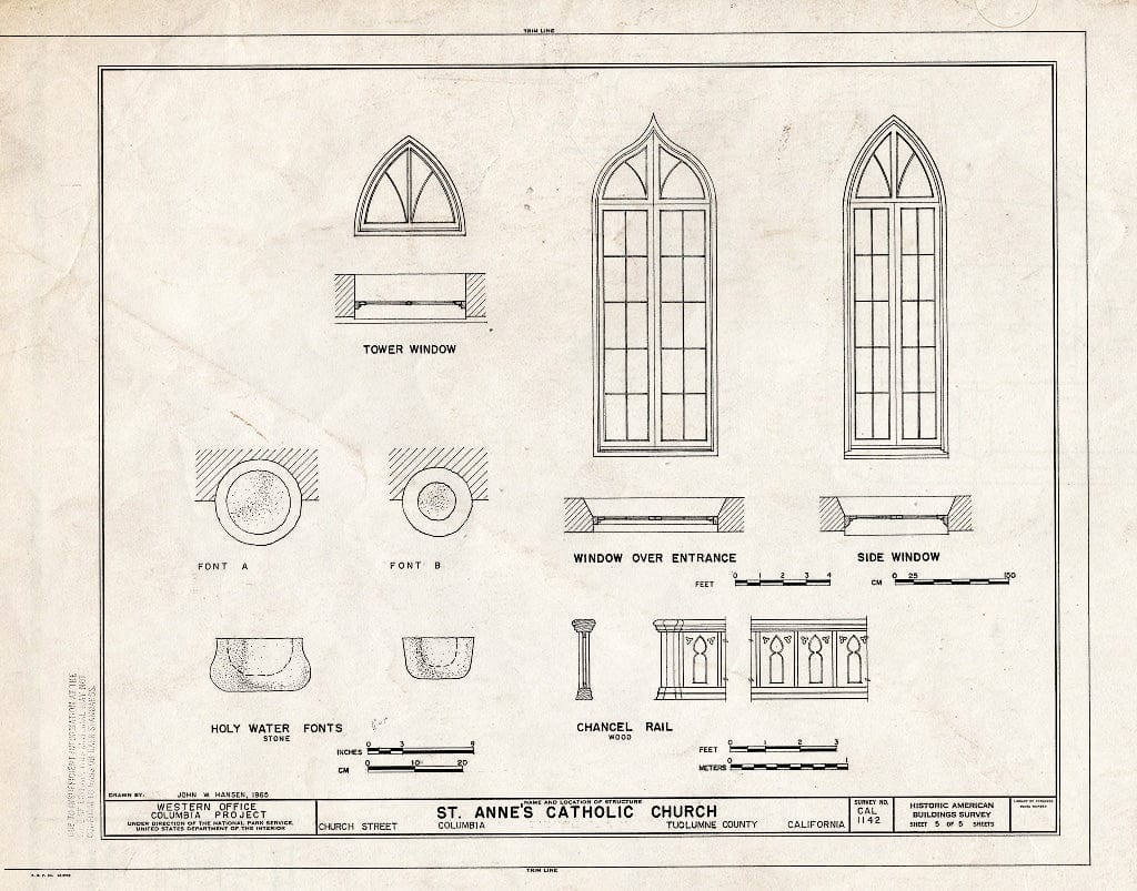 Blueprint HABS Cal,55-COLUM,2- (Sheet 5 of 5) - St. Anne's Church, Church Street, Columbia, Tuolumne County, CA