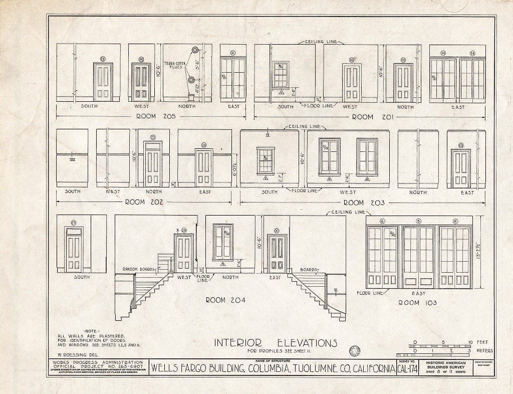 Blueprint HABS Cal,55-COLUM,3- (Sheet 8 of 11) - Wells Fargo & Company Building, Main & Washington Streets (Columbia State Historical Park), Columbia, Tuolumne County, CA
