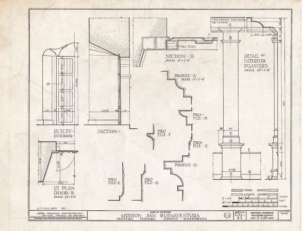 Blueprint HABS Cal,56-Vent,1- (Sheet 9 of 10) - Mission San Buenaventura, East Main Street & South Figueroa Street, Ventura, Ventura County, CA