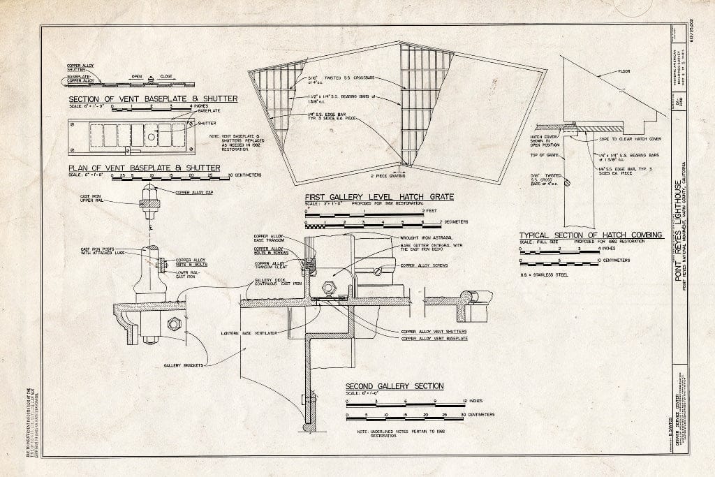 Blueprint HABS Cal,21-POREY,1- (Sheet 4 of 5) - Point Reyes Lighthouse, Point Reyes Station, Marin County, CA
