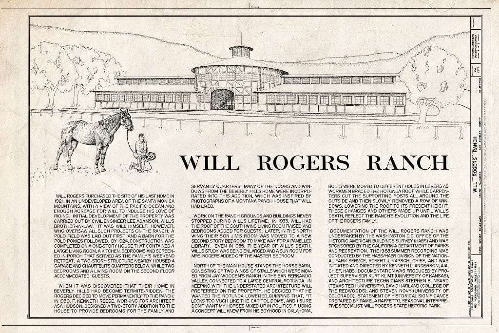 Blueprint HABS Cal,19-PAPA,1- (Sheet 1 of 2) - Will Rogers Ranch, 14253 Sunset Boulevard, Pacific Palisades, Los Angeles County, CA