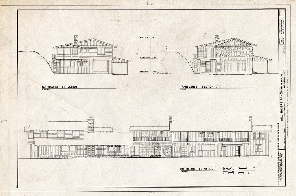Blueprint HABS Cal,19-PAPA,1-A- (Sheet 3 of 3) - Will Rogers Ranch, Main House, 14253 Sunset Boulevard, Pacific Palisades, Los Angeles County, CA