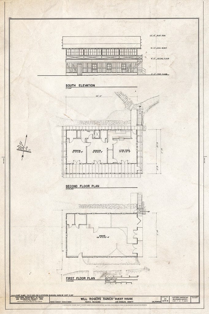 Blueprint HABS Cal,19-PAPA,1-B- (Sheet 1 of 1) - Will Rogers Ranch, Guest House, 14253 Sunset Boulevard, Pacific Palisades, Los Angeles County, CA