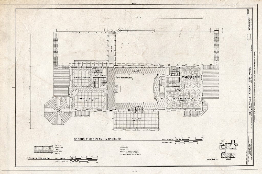 Blueprint HABS Cal,14-DVNM,1-A- (Sheet 4 of 17) - Death Valley Ranch, Main House, Death Valley Junction, Inyo County, CA