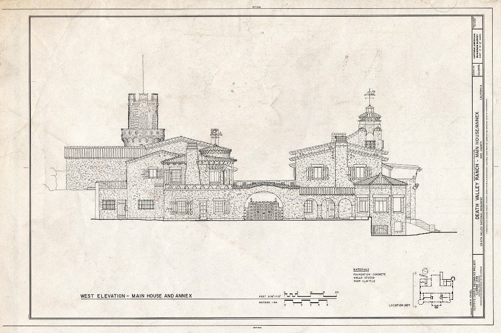 Blueprint HABS Cal,14-DVNM,1-A- (Sheet 7 of 17) - Death Valley Ranch, Main House, Death Valley Junction, Inyo County, CA