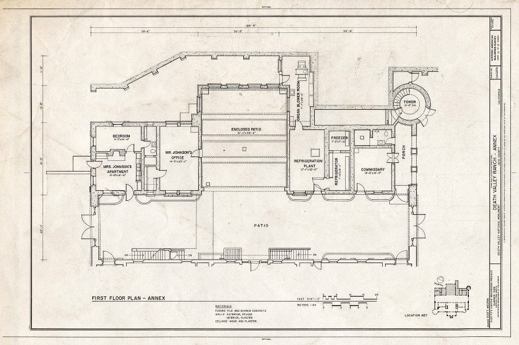 Blueprint HABS Cal,14-DVNM,1-A- (Sheet 12 of 17) - Death Valley Ranch, Main House, Death Valley Junction, Inyo County, CA