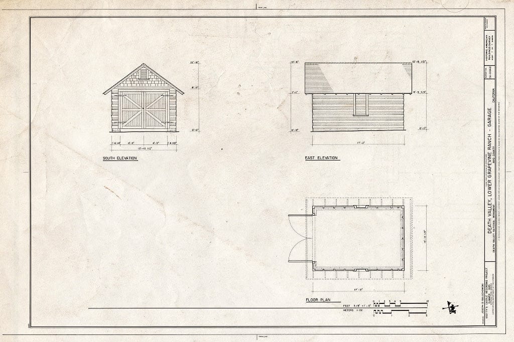 Blueprint HABS Cal,14-DVNM,2-B- (Sheet 1 of 1) - Death Valley Lower Grapevine Ranch, Garage, Death Valley Junction, Inyo County, CA