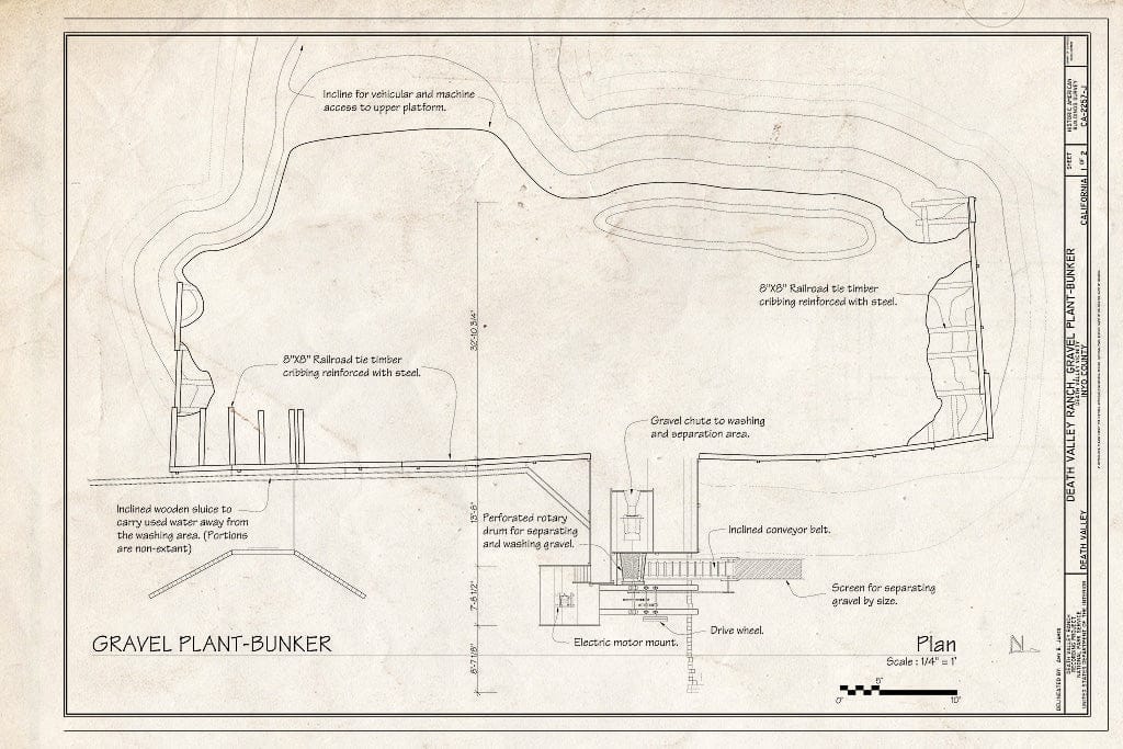 Blueprint HABS Cal,14-DVNM,1-J- (Sheet 1 of 2) - Death Valley Ranch, Gravel Plant-Bunker, Death Valley Junction, Inyo County, CA