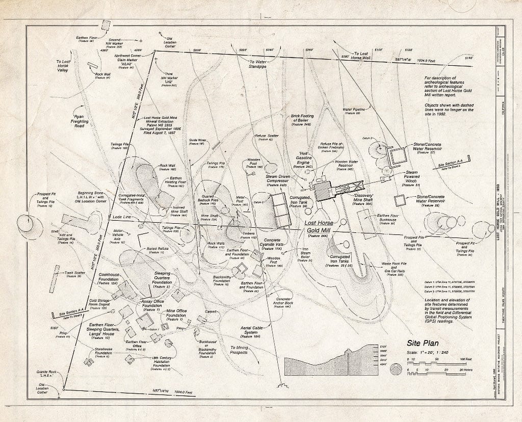 Blueprint Site Plan - Lost Horse Gold Mill, Twentynine Palms, San Bernardino County, CA