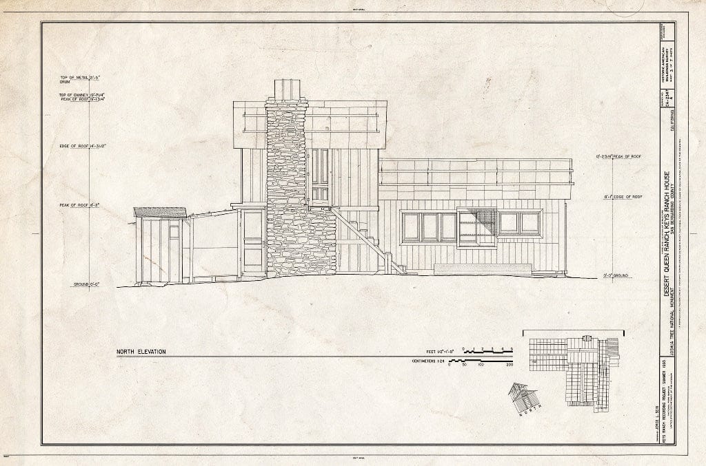 Blueprint HABS Cal,36-TNPAL.V,1A- (Sheet 3 of 7) - Desert Queen Ranch, Keys Ranch House, Twentynine Palms, San Bernardino County, CA