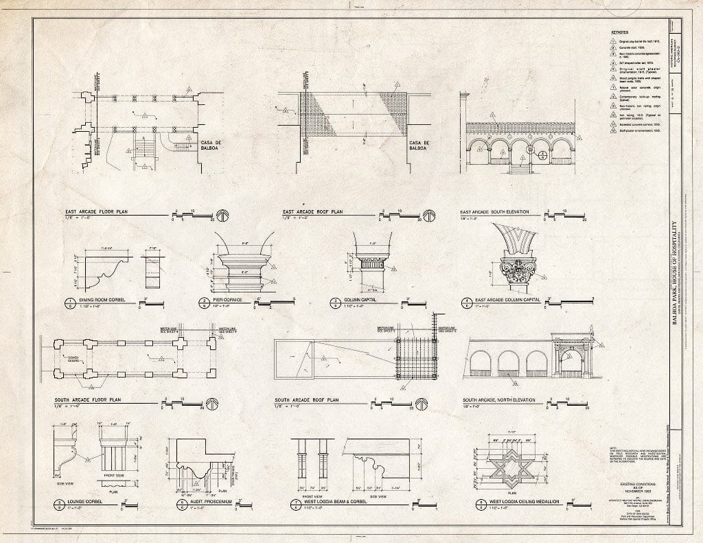 Blueprint HABS Cal,37-SANDI,16D- (Sheet 6 of 18) - Balboa Park, House of Hospitality, 1549 El Prado, San Diego, San Diego County, CA