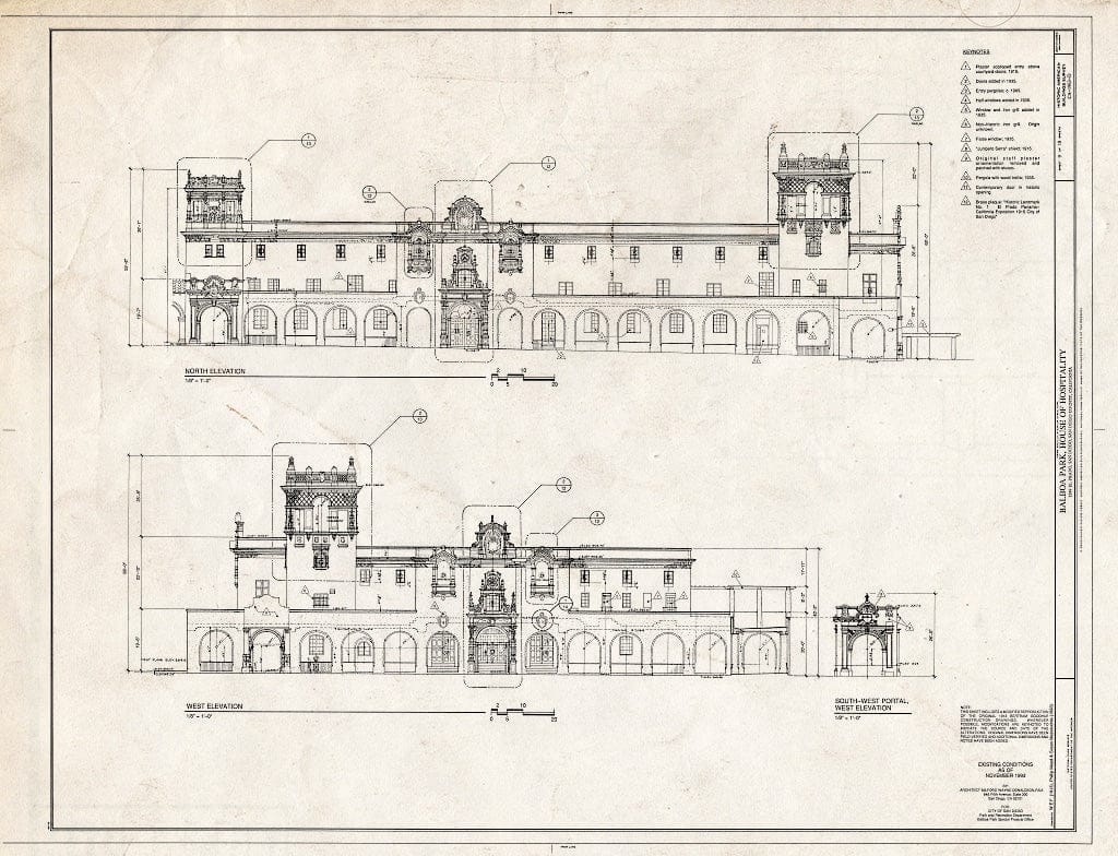 Blueprint HABS Cal,37-SANDI,16D- (Sheet 9 of 18) - Balboa Park, House of Hospitality, 1549 El Prado, San Diego, San Diego County, CA