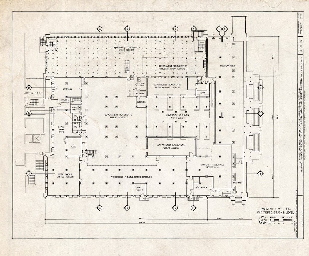 Blueprint HABS Cal,43-PALAL,8- (Sheet 2 of 16) - Stanford University Library, Stanford University, Palo Alto, Santa Clara County, CA