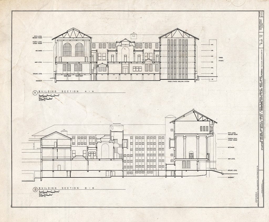 Blueprint HABS Cal,43-PALAL,8- (Sheet 11 of 16) - Stanford University Library, Stanford University, Palo Alto, Santa Clara County, CA