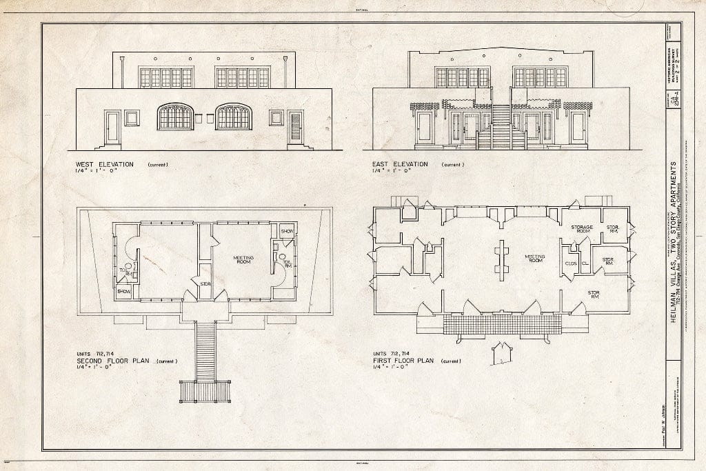 Blueprint HABS Cal,37-CORO,3A- (Sheet 2 of 2) - Heilman Villas, Two-Story Apartments, 712-714 Orange Avenue, Coronado, San Diego County, CA