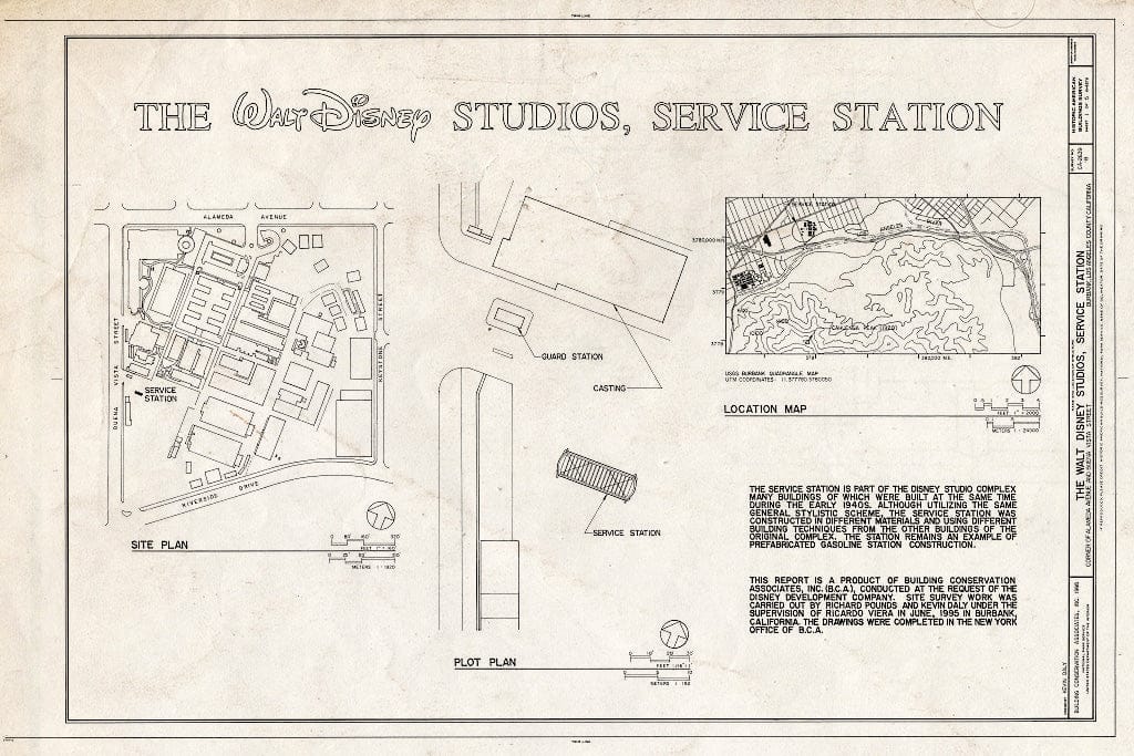 Blueprint HABS Cal,19-BURB,1B- (Sheet 1 of 5) - Walt Disney Studios, Service Station, Alameda Avenue & Buena Vista Street, Burbank, Los Angeles County, CA