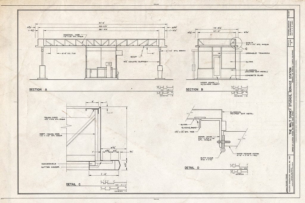 Blueprint HABS Cal,19-BURB,1B- (Sheet 4 of 5) - Walt Disney Studios, Service Station, Alameda Avenue & Buena Vista Street, Burbank, Los Angeles County, CA