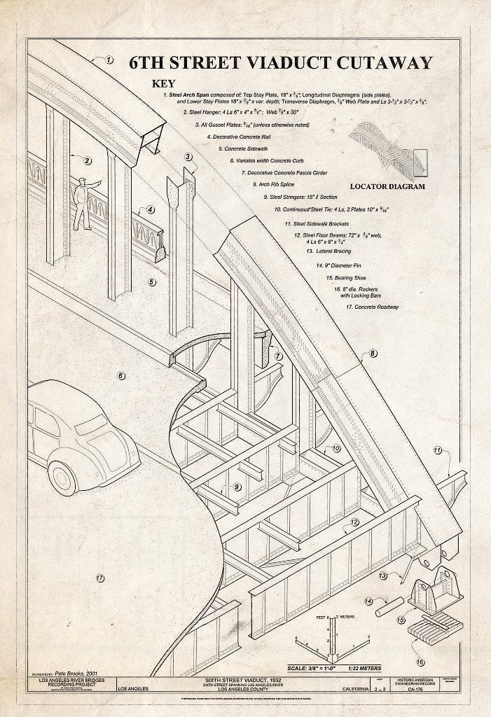Blueprint HAER Cal,19-LOSAN,77- (Sheet 2 of 2) - Sixth Street Bridge, Spanning 101 Freeway at Sixth Street, Los Angeles, Los Angeles County, CA