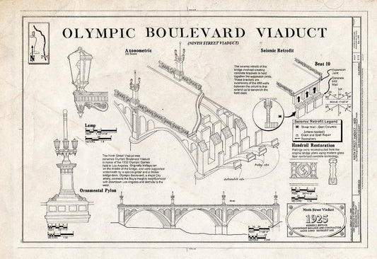 Blueprint HAER Cal,19-LOSAN,78- (Sheet 1 of 1) - Ninth Street Viaduct, Spanning Los Angeles River at Olympic Boulevard, Los Angeles, Los Angeles County, CA