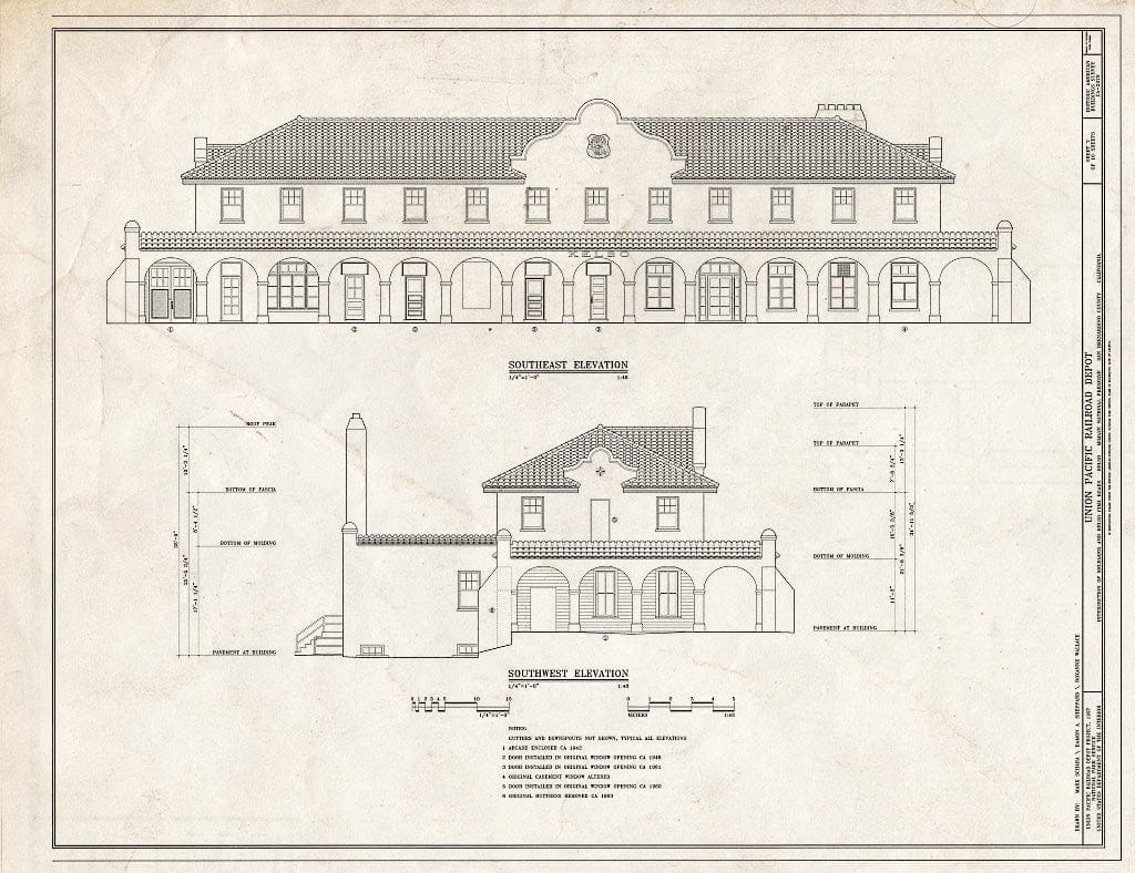 Blueprint HABS Cal,36-Kelso,1- (Sheet 7 of 10) - Union Pacific Railroad Depot, Intersection of Kelbaker & Kelso CIMA Roads, Kelso, San Bernardino County, CA