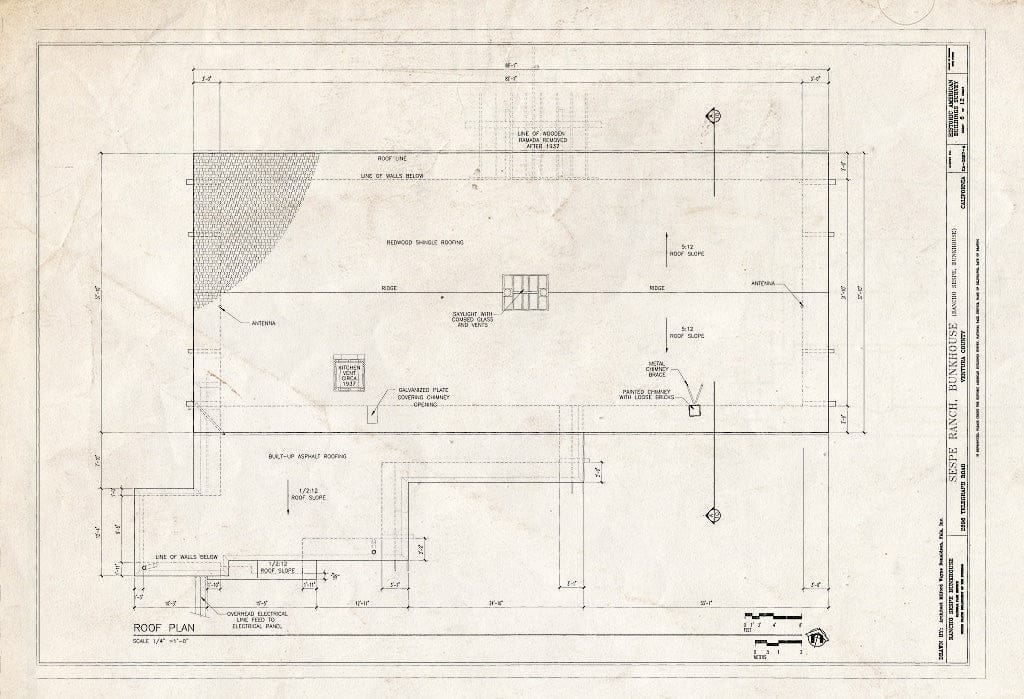 Blueprint HABS Cal,56-Film,1A- (Sheet 6 of 12) - Sespe Ranch, Bunkhouse, 2896 Telegraph Road, Fillmore, Ventura County, CA